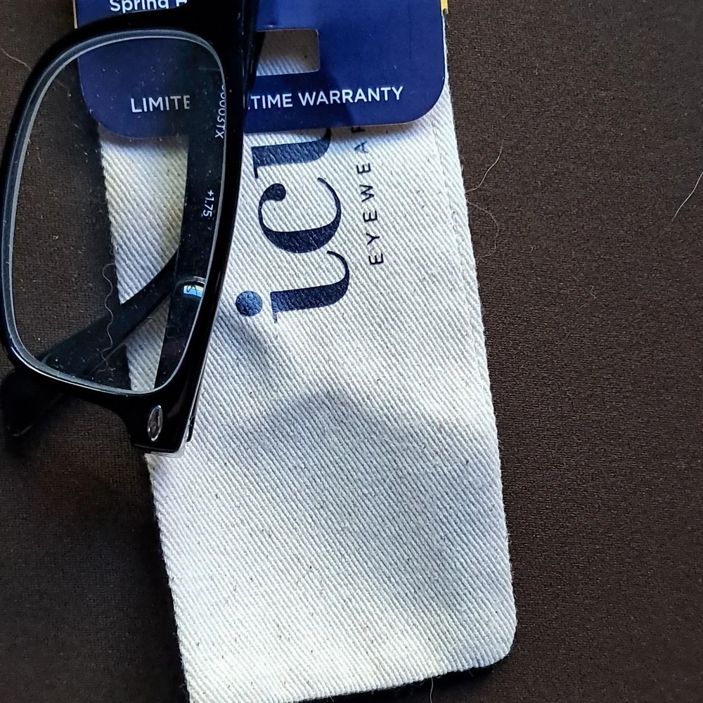 New With Tags ICU Eyewear Scratch Resistant Black Reading Glasses 1.75